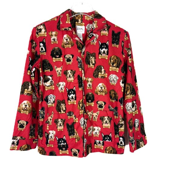Nick & Nora Flannel Dog Breeds Milk Bone Pajama Set Red Kid's Size Large 10/12 - Picture 11 of 16